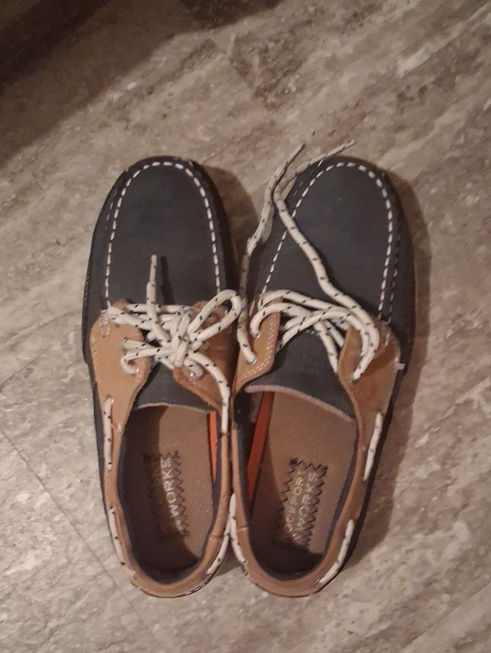 Rockport Two-Tone Navy and Tan Boat Shoes